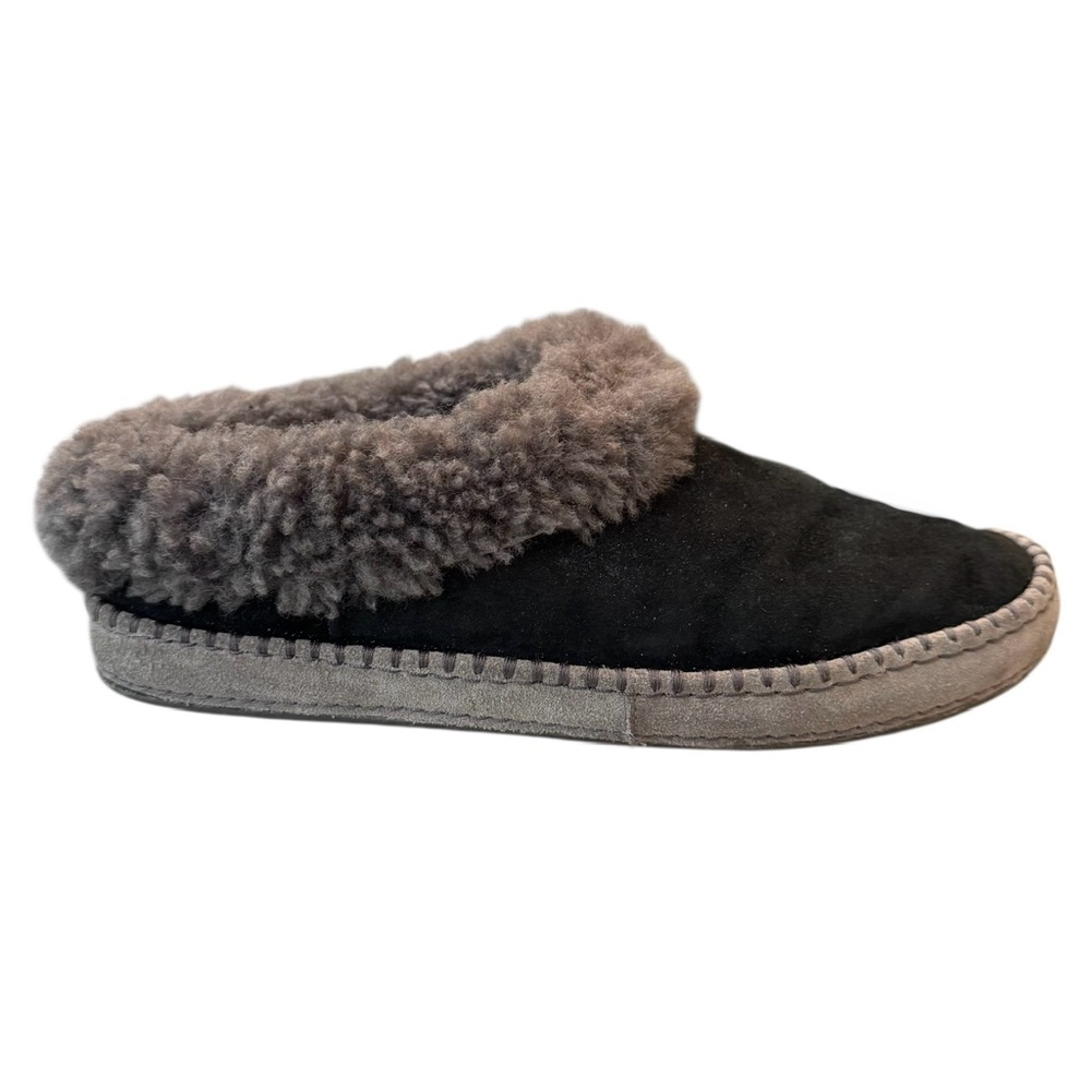 UGG Australia Women Black Suede Sheepskin Fur Lined Slippers Moccasins Shoes - Picture 3 of 13